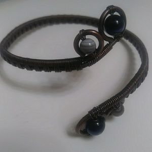 Blue Agate Copper Arm Cuff OOAK